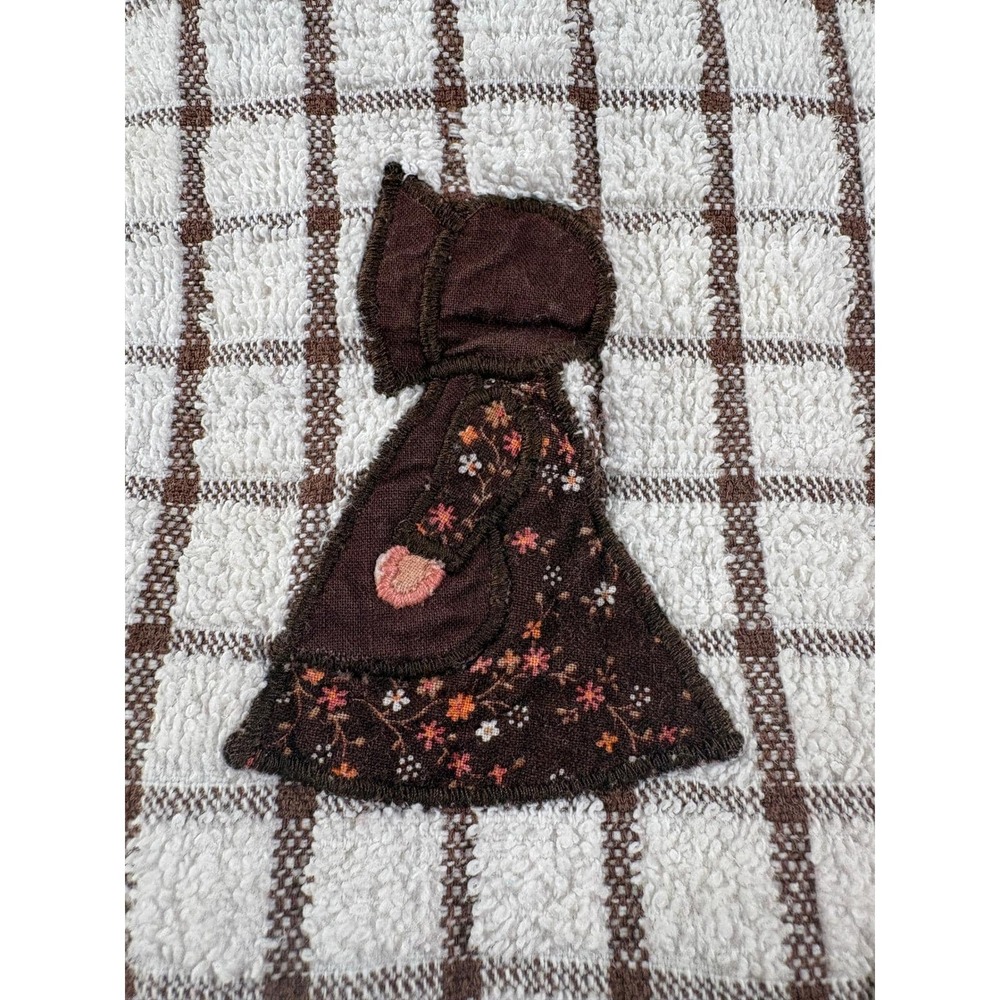 Vtg Cannon Kitchen Towels Set of (3) Sunbonnet Girl Applique Fringe Brown Orange - Picture 7 of 11